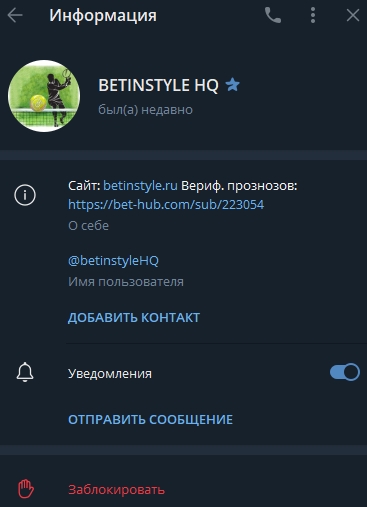 BetInStyle — Ставки как стиль жизни: описание канала, отзывы