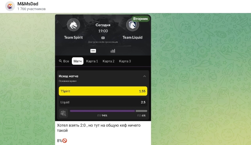 M&msdad — проходимость ставок из телеграм-канала, отзывы
