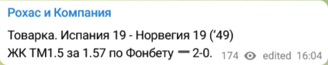 Рохас и Компания — ставки на спорт в Телеграмм, отзывы